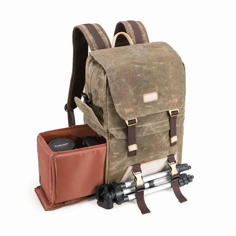 Camera Backpack - Vintage Canvas Camera and Lens Backpack 20L