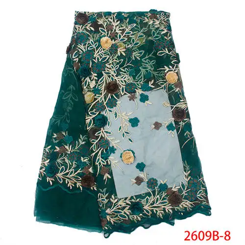 Африканская кружевная ткань высокого качества Кружева 3d цветок нигерийские кружевные ткани вышитые 5 ярдов для вечернего платья KS2909B-1 - Цвет: Picture 7