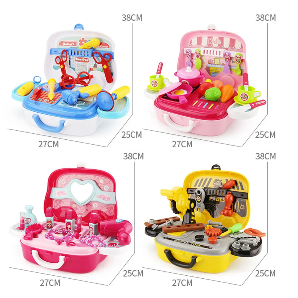 Children's House Play Educational Toy Set Medical Care Kitchen Tool Cosmetics Portable Suitcase Toy