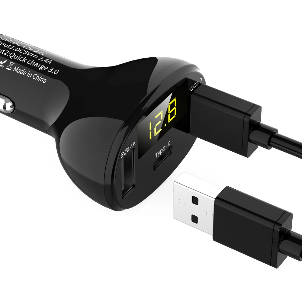Автомобильное зарядное устройство с быстрой зарядкой 5В 2.4A QC3.0 быстрая зарядка