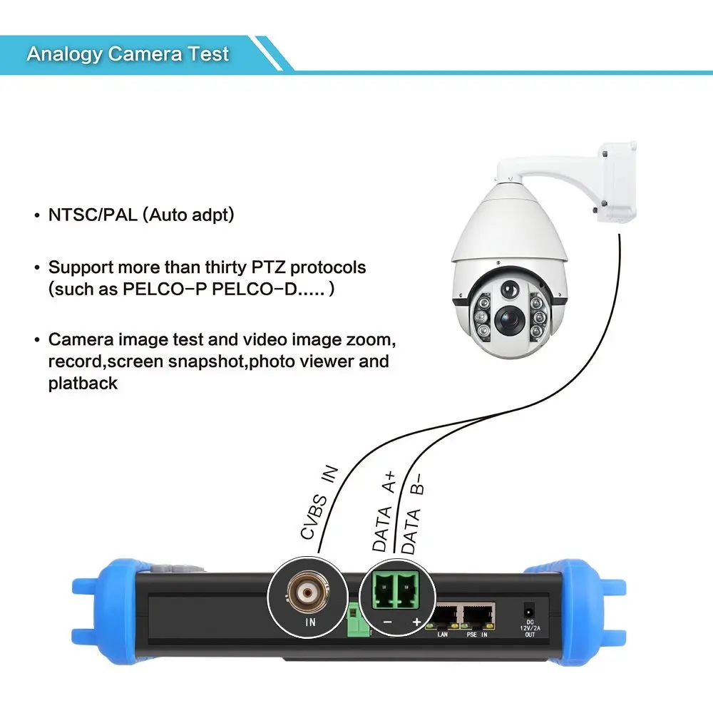 7 дюймов IP CCTV тестер IP контроля CVBS Камера тестер H.265 4 К Wi-Fi PTZ ONVIF протокол 12V2A POE