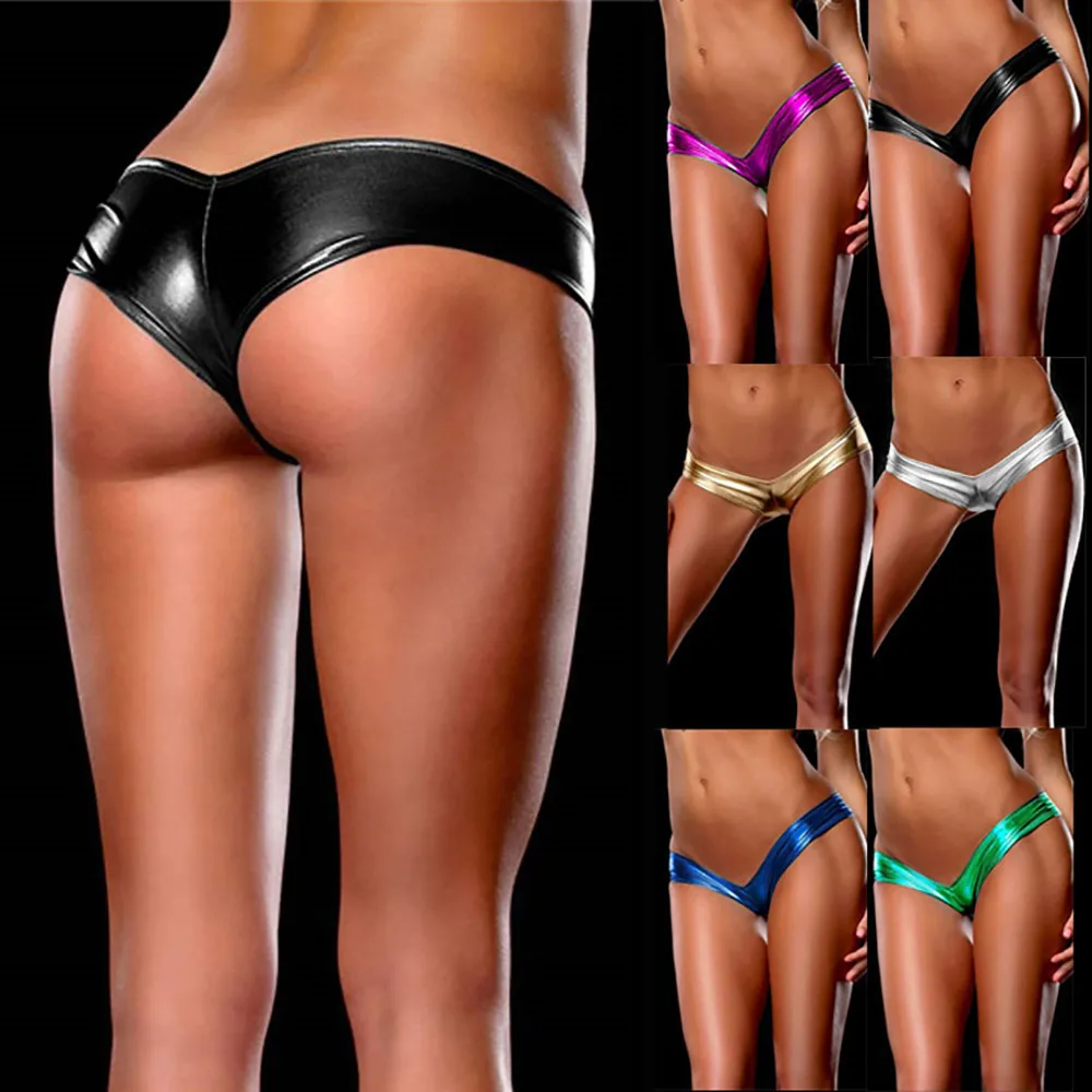 

Hot Women Lingerie Underwear Metallic G-string Pants Bronzing Bikini Briefs