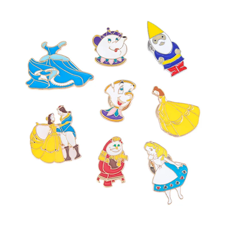 

Fairy Tale Snow White Pins and Brooches For Women Princess Icons Teapot Cup Hat Coat Enamel Pin Badge Cute Girls Gift Decoration