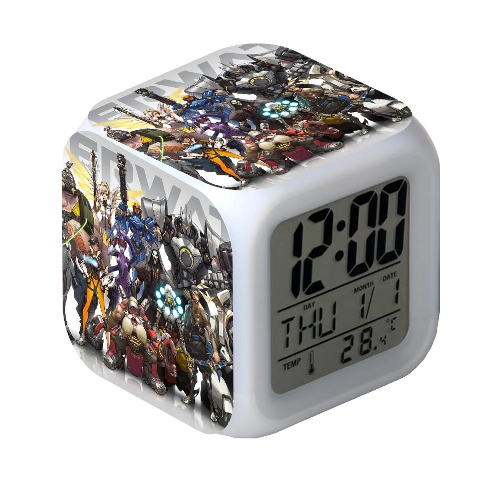 Sveglia Led Luce 7 Cambia Colore Orologio Digitale Orologio Quadrato Tavolo Vintage Quadrato Digitale Vintage