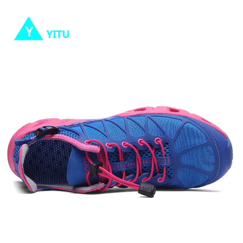YITU Водонепроницаемая Обувь Для женщин Обувь с дышащей сеткой удобные легкие Быстросохнущий кроссовки на плоской подошве; пляжные туфли кроссовки; спортивная обувь для преодоления воды