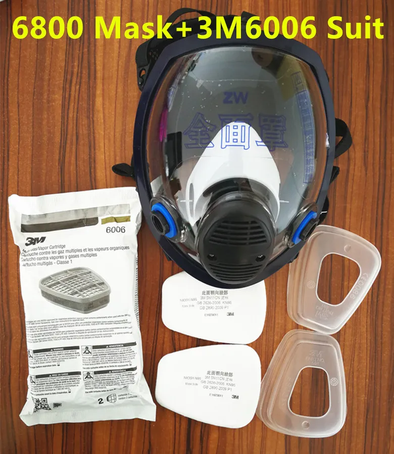 6800 Gas Mask add 3M 6006 Cartridge 7pcs suit Full Face Facepiece Respirator For Painting