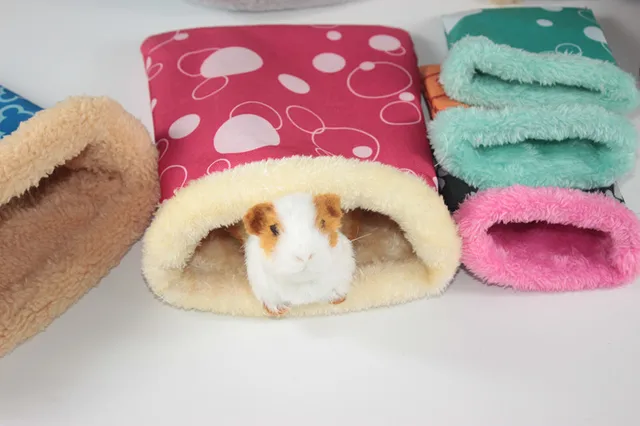 Warm Plush Hamster Bed House Soft Guinea Pig Bed Rat Nest Small Animals Mouse Sleeping Bag cavie House Accessories Hamster Cage 4