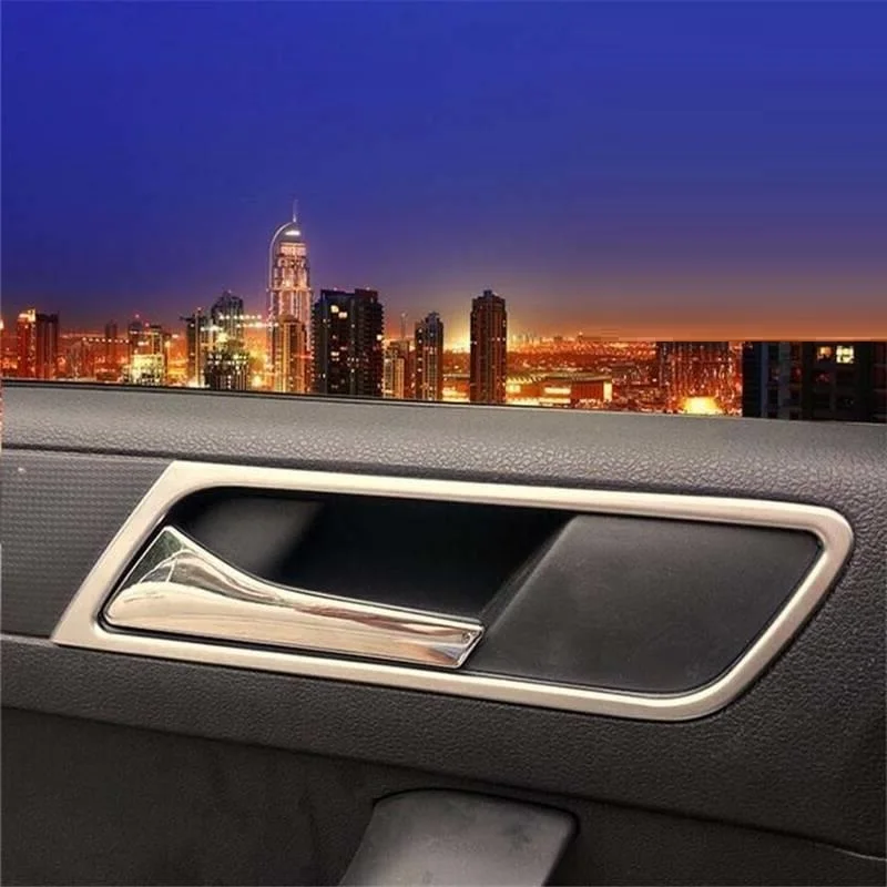 

Door Handle Interior Promote Modified Automovil Chromium Modification Protecter Sticker Strip Mouldings 18 19 FOR Skoda Rapid