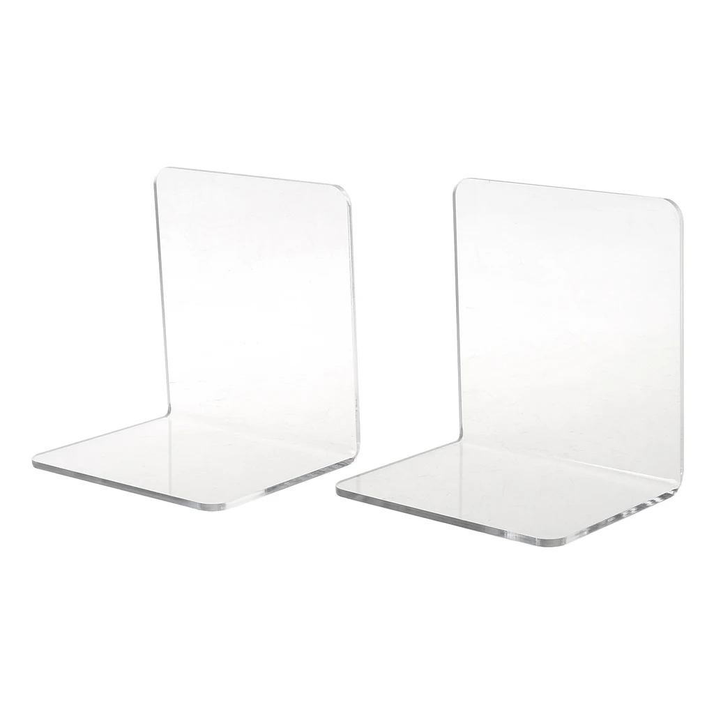 

2Pcs Clear Acrylic Bookends L-shaped Desk Organizer Desktop Book Holder School Stationery Office Accessories