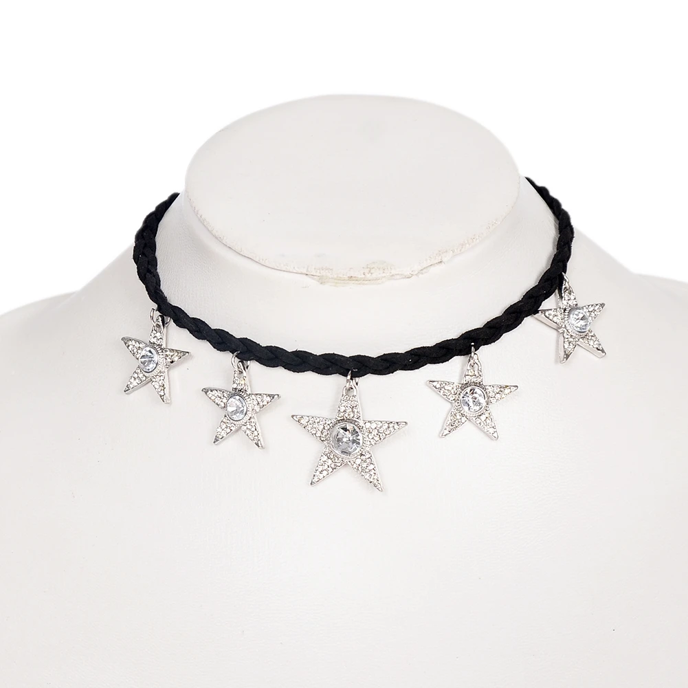 Ожерелье чокер женское из черной кожи с подвеской в виде звезды|fashion jewelry|jewelry