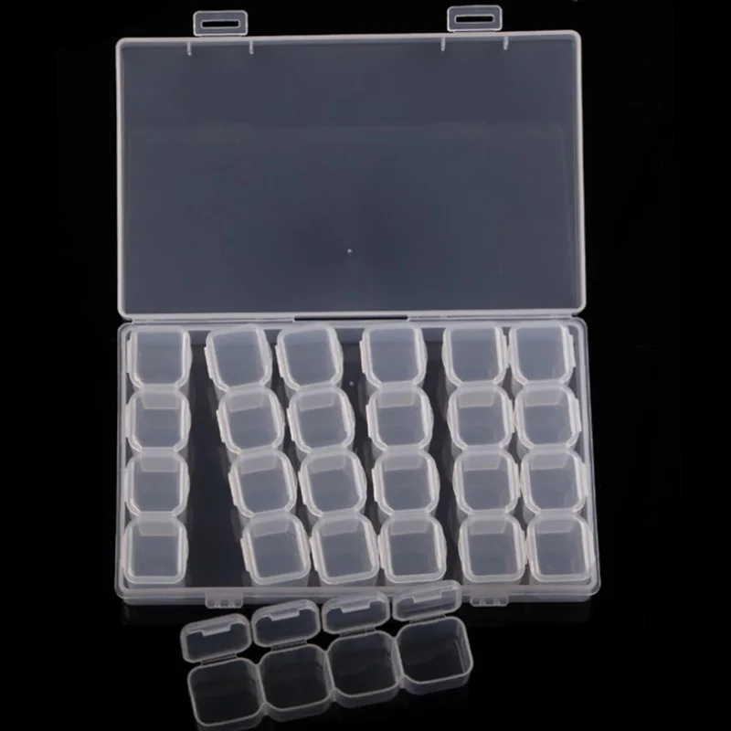 

28 Lattice diamond painting Accessories Dismountable Diamond Embroidery Tools Boxes Cross Stitch Cases Storage Organizer case