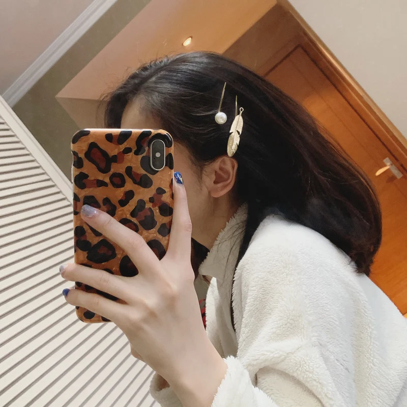 AOMU 1 набор, корейские простые металлические заколки для волос, геометрические круглые заколки для волос с листьями для женщин, любовь, имитация жемчуга, заколка для волос, аксессуары для волос