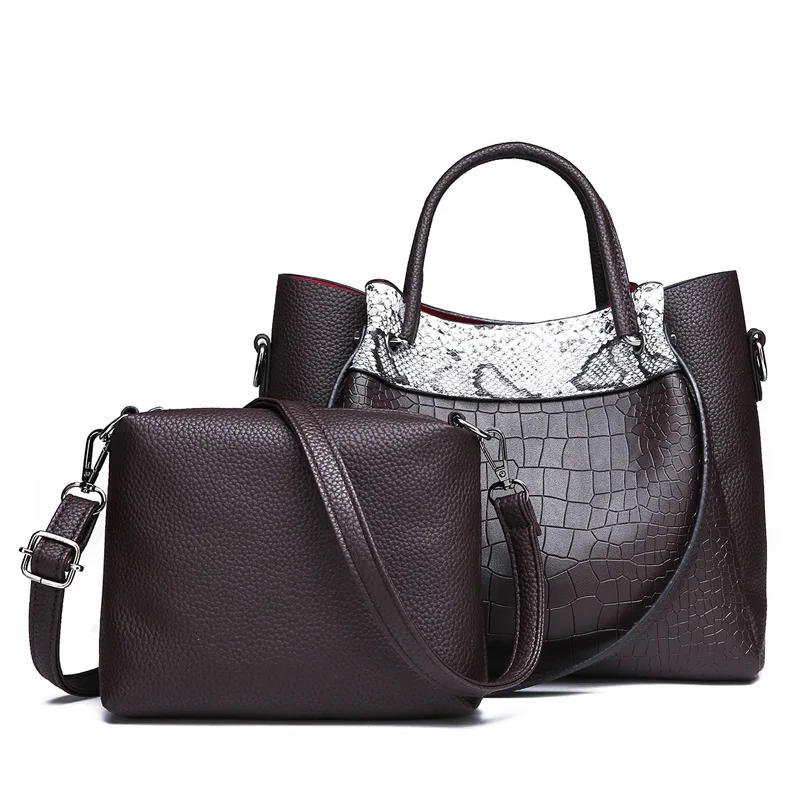 

2019 PU leather women's handbag brief waterproof fabric casual shoulder bag Serpentine handbags ladies big bags fashion