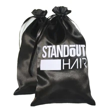 Пользовательский логотип 100 шт пучок волос атласная телескопическая веревка упаковка черная сумка для женщин расширение/расширение упаковки