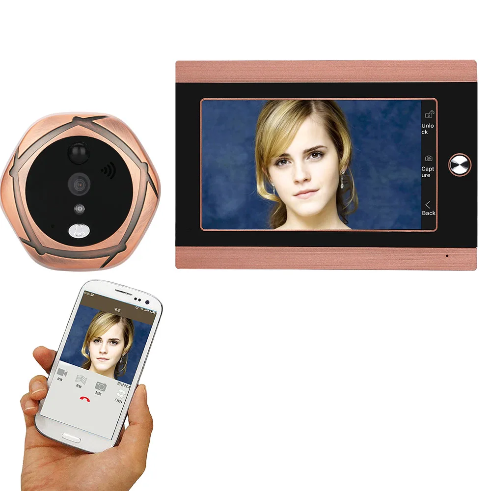 720 P Wi-Fi Беспроводной Цифровой глазок двери Viewer 7 inch спереди Видео дверной глазок Камера беспроводной дверной звонок с внутренней или взять
