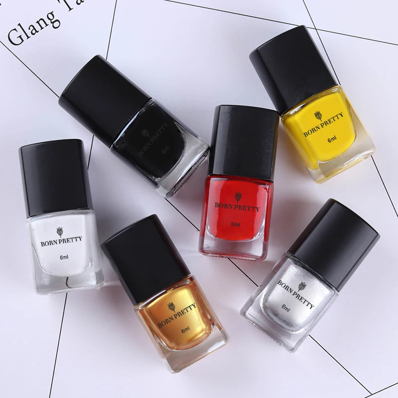 6 Бутылки мл Born pretty Штамповка Лак Для Ногтей Печатной формы 1 #27291|nail art polish sets|stamping