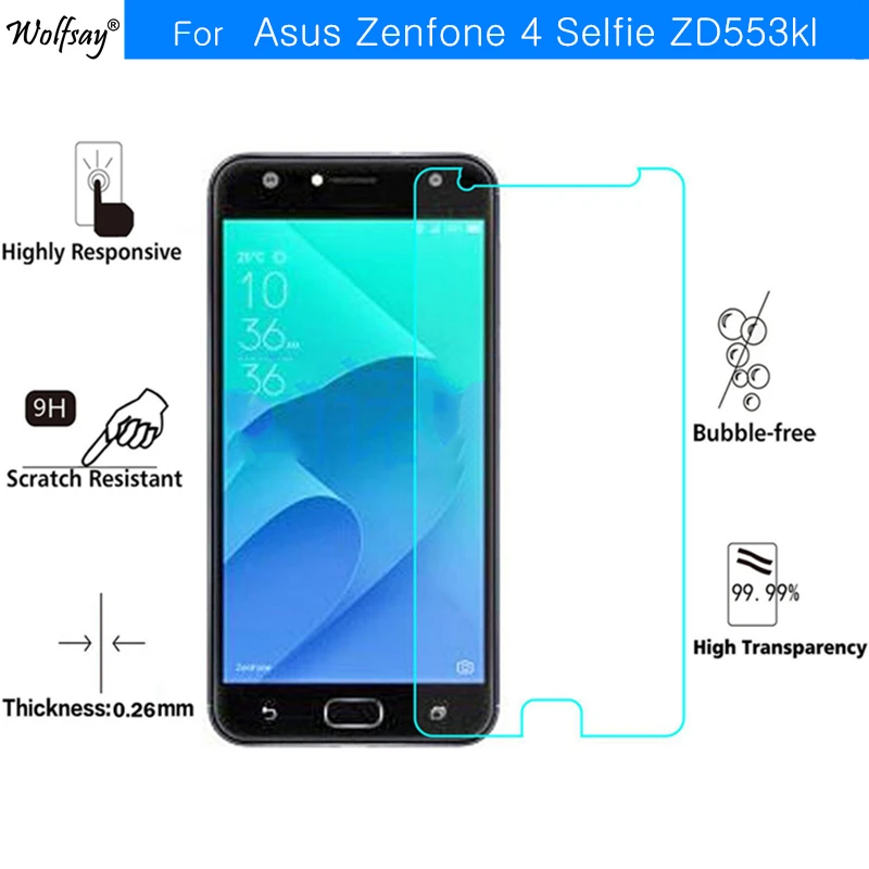 2 шт закаленное стекло для Asus Zenfone 4 Selfie ZD553KL Защита экрана для Asus Zenfone 4 Selfie ZD553kl защитное стекло Wolfsay
