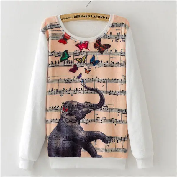 Зимний теплый фланелевый пуловер Харадзюку с цветочным принтом, свободный женский свитер для девушек - Цвет: na38