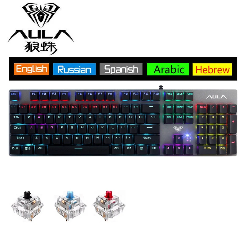 Механическая игровая клавиатура синий красный переключатель 104key