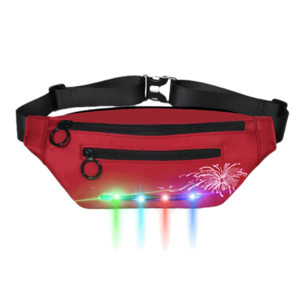 New Outdoor Unisex Fashion Sports Led Flash Pockets Hiking Phone Pockets Purse Chest Travel Cashier Belt Boys Girl Bag#R10 - Цвет: O