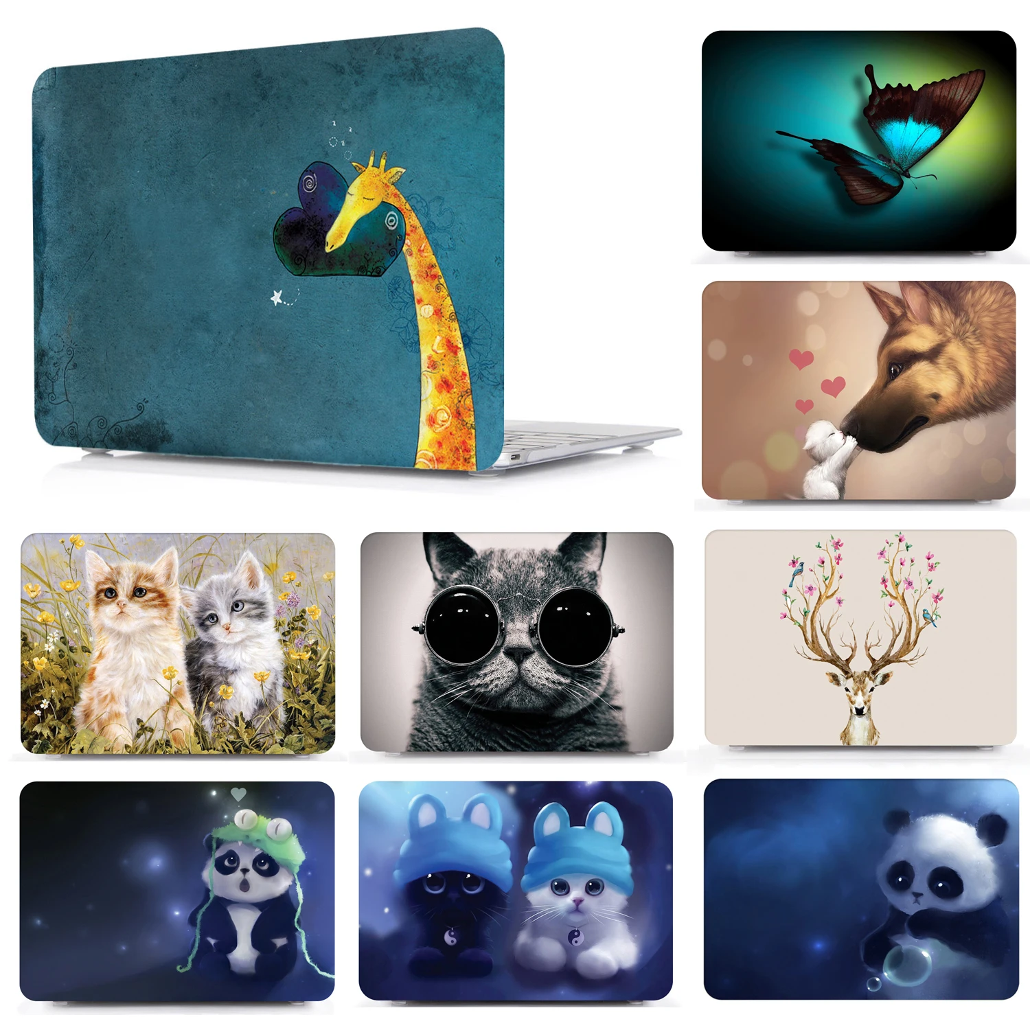 

New Cute pattern Laptop Hard Shell Case+Keyboard Skin Cover For Apple Macbook Air Pro Retina Touch Bar&ID 11 11.6 12 13 15 inch