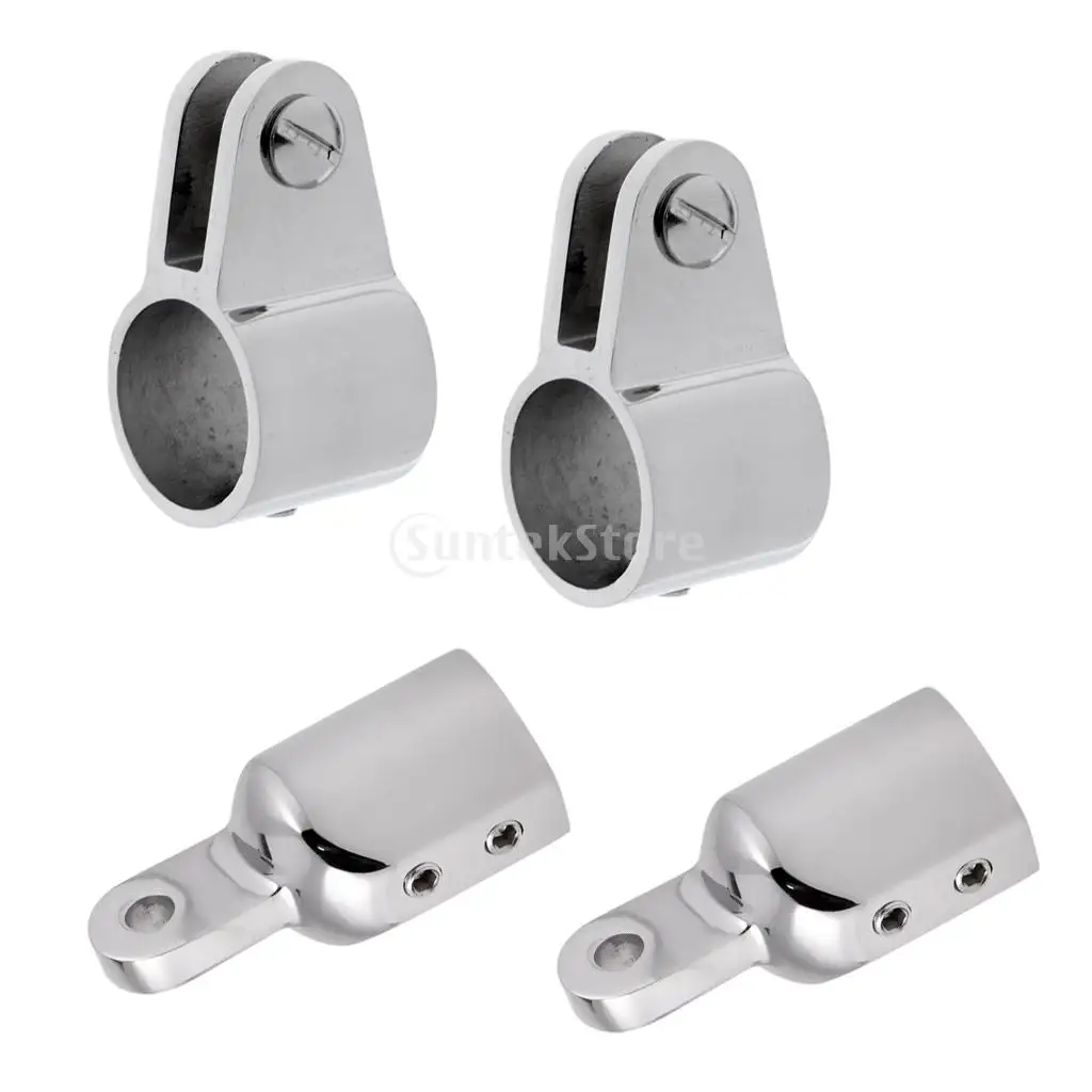 Boat Bimini Top/ Canopy 316 Stainless Steel 22mm 2pcs Tube/Pipe Eye End Cap & 2pcs Clamp Jaw Slide