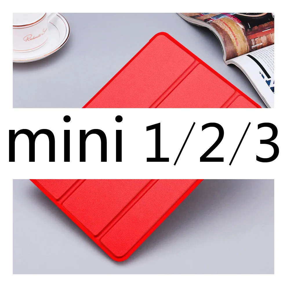 Чехол для iPad Mini 5 4 3 2 1 тонкий из искусственной кожи трехслойный стенд Авто Режим сна/Пробуждение Смарт-Чехол для mini1 mini2 mini3 mini4 mini5 - Цвет: Red For mini 1 2 3