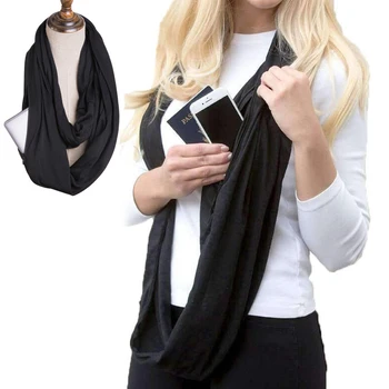 

Multi Functional Infinity Scarf Hidden Pocket Muffler Passport Phone Storage Bag For Lovers Credit Card Holder Travel Organizer
