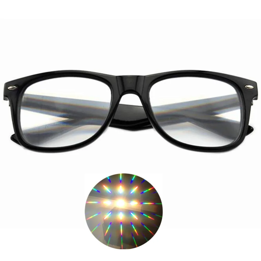 50 шт 3D праздник конечной дифракционные решетки очки, 3D Призма 13500 линий эффект EDM радужные очки с эффектом фейерверка пластик