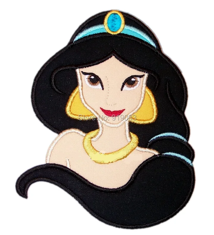

7" LARGE XL Jasmine Princess Felt Applique TV MOVIE Patch Cute Lovely Cartoon Girl Dress Embroideried halloween party diy