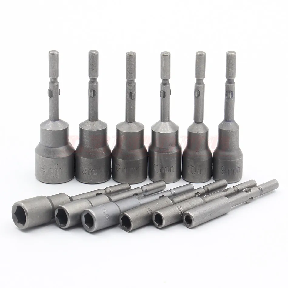 

RIESBA 12pcs 801 5mm-14mm set Round Shank Power Nut Driver Setter Magnetic Hex Socket Electric screwdriver socket