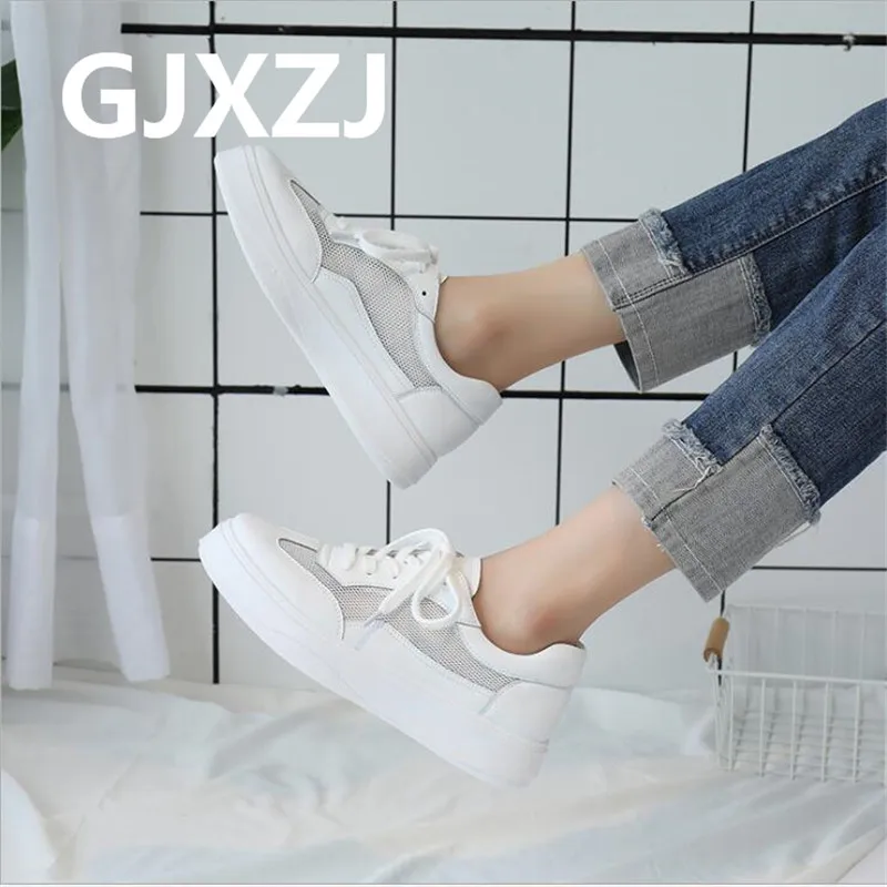 

Outdoor soft bottom breathable comfort popular summer casual female Korean version of the thick bottom mesh white shoes