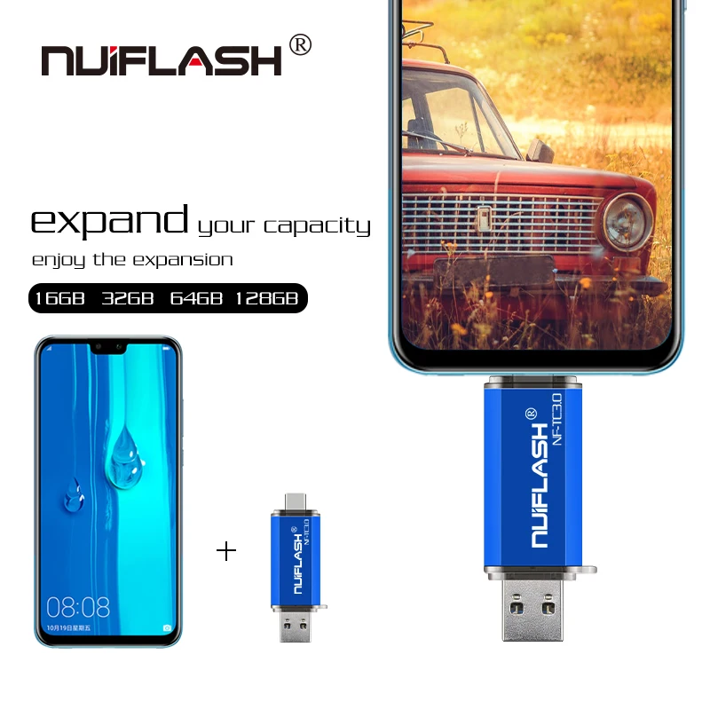 Nuiflash Usb 3,0 Usb Type C флеш-накопитель для смартфонов/планшетов/ПК 8 ГБ 16 ГБ 32 ГБ 64 Гб 128 ГБ флеш-накопитель высокоскоростной флеш-накопитель посылка