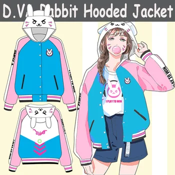 

[STOCK] Game OW D.VA Hana Fleece winter Coat Retro Hoodie Jacket S-L New cosplay raglan sleeve Top Hoodie free shipping