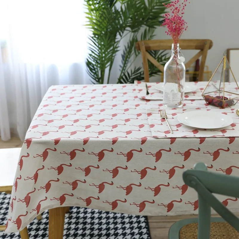 

Flamingo Print Tablecloth Home Outdoor Ins Fashion Style Flamingo Table Cloth Cover Oblong Flamingo Tablecloth 100X140CM