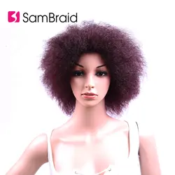 Sambraid 6 дюймов 100 г/шт. короткие синтетических афро кудрявый прямой парик для африканских Для женщин высокое Температура волокно