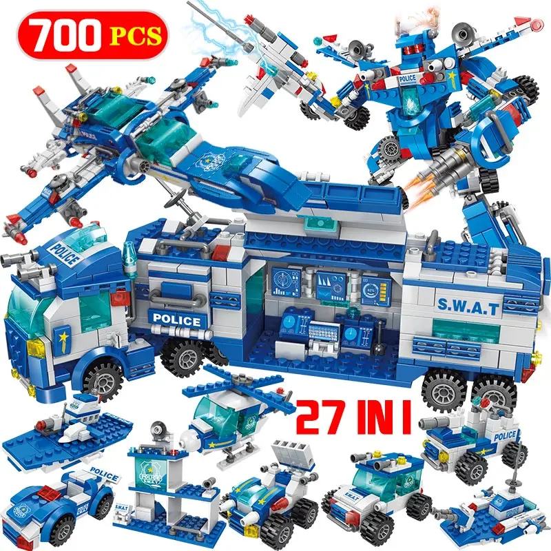 Najtaniej City Police Station samochód policyjny Robot klocki klocki edukacyjne zabawki dla dzieci kompatybilny SWAT wojskowe
