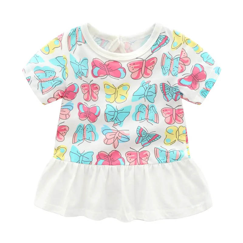 Jumpingbaby/ г. Футболка для девочек с принтом животных; футболка для детей; летние топы; Roupa Menina Camiseta Princesas Koszulki Rainbown