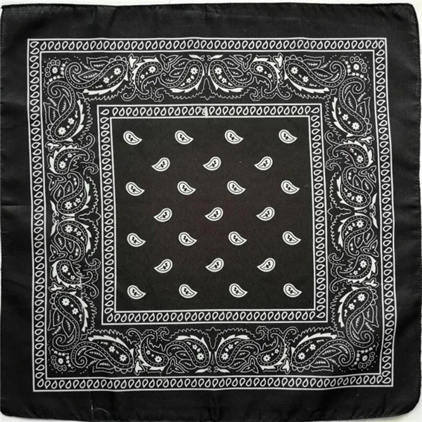 Black bandana 1 шт. бандана шарф мужской лента унисекс хип хоп Красная Бандана головной убор волосы на шею высокого качества шарф бандана Мужские квадратные шарфы принт носовые платки - Цвет: Black bandana