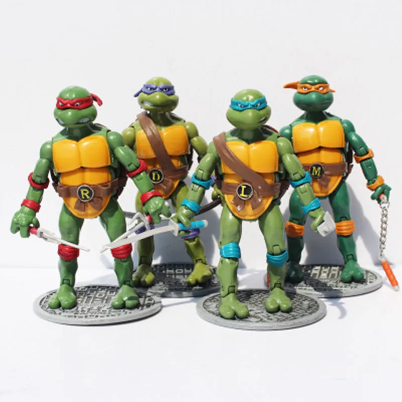 Nuevos envío gratis 4 unids/lote modelos juguetes acción y figuras de juguete tortuga modelo animación artículos de mobiliario