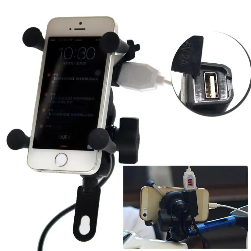 Pop Socket Phone Grip Cellphone Charger For Motorcycle x-Phone bracket with USB charge Usb Cable Charging @tw |