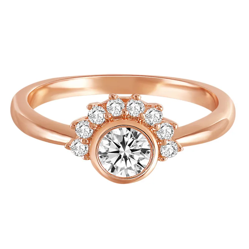 New Round CZ Rings for Women Wedding Rose Gold Color Eye Shape Rhinestone Female Finger ladys Charm Jewelry anillos | Украшения и