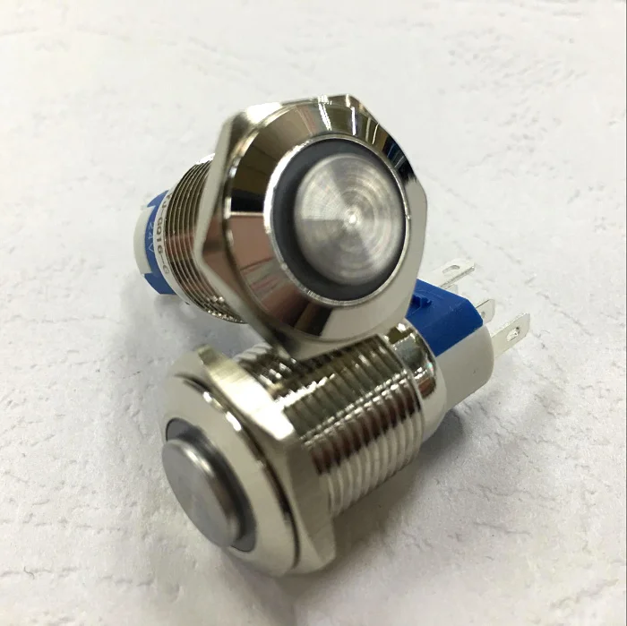 

Whole 20 pcs a lot Mounting hole size 16MM waterproof Push Button Switch Self-locking ON/OFF function with LED High Flat Head