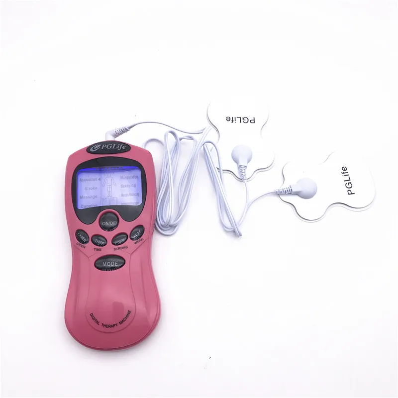 

Pink Digital Body Relax Muscle Pulse Therapy Massager Tens Acupuncture Unit Electro Estimulador Muscular + 2pcs Electrode Pads