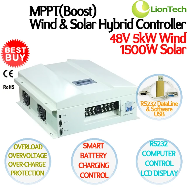 5kW 48V 150A MPPT BOOST Wind Solar Hybrid Controller + Dump load Device