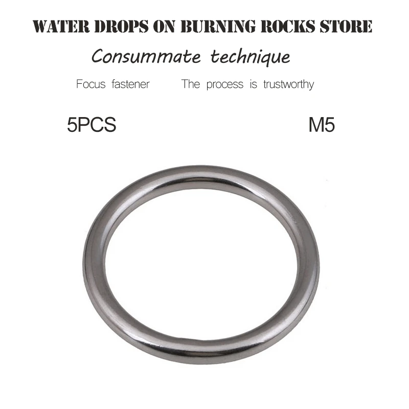

Free shipping 5Pcs M5*25/30/40/50/60mm 304 stainless steel indented ring O ring, solid steel ring hammock yoga link ring