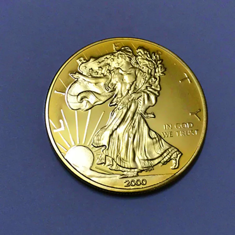 10 шт. The Freedom 2000 coin 1 OZ 24K настоящий позолоченный Значок США Орел 40 мм сувенирная монета