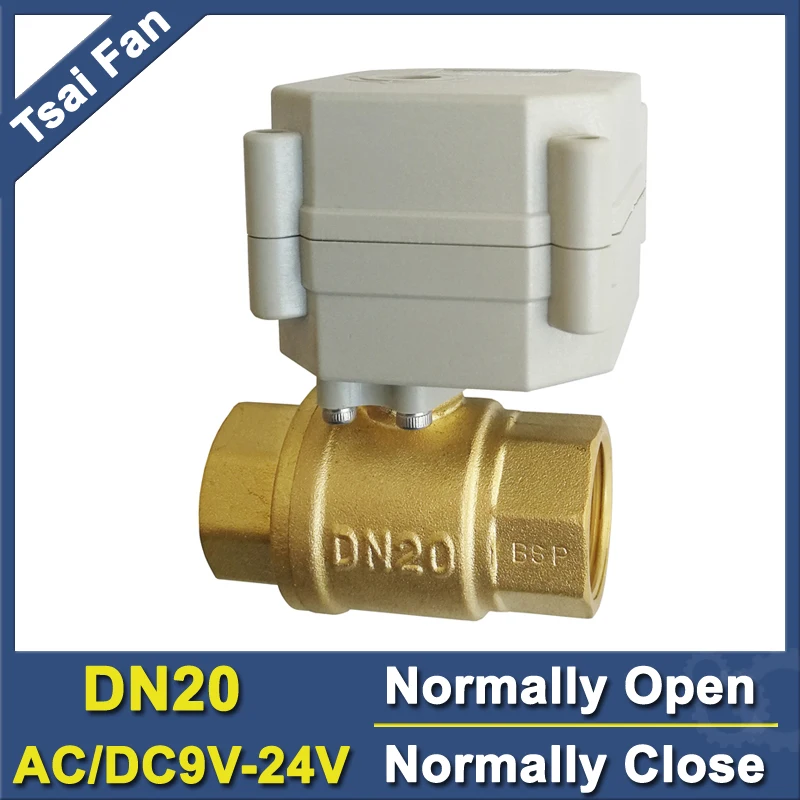 Латунный нормально открытый закрытый клапан DN20 с полным портом AC/DC9V 24V BSP/NPT 3/4 ''