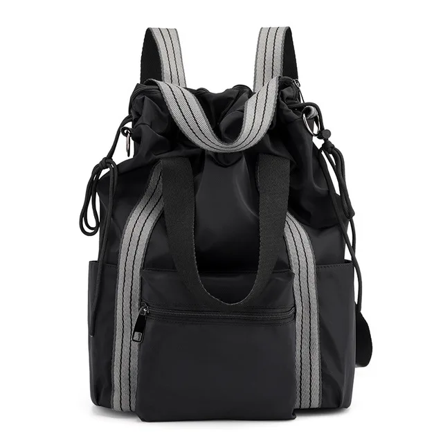 Нейлоновый коврик для йоги, сумки для тренажерного зала, фитнеса, сумка на плечо, рюкзак, Sac De Sport Sports Tas Drawstring Gymtas для женщин, спортивная ретро сумка - Цвет: Черный цвет