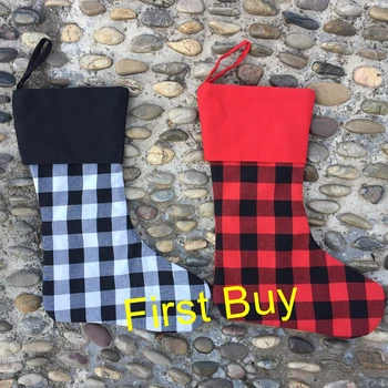 

200pcs/lot Wholesale Buffalo Christmas Stocking Plaid Xmas Stocking for Christmas Gift